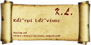 Kárpi Líviusz névjegykártya